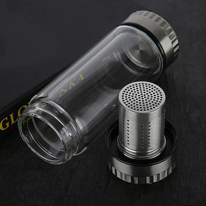 AuroraGlass Théière Portable Grise en Verre – 300–400 ml