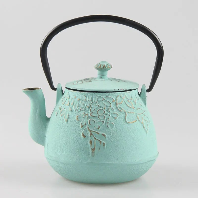 Théière en Fonte – Style Japonais avec Fleurs, 1L, Édition Signature