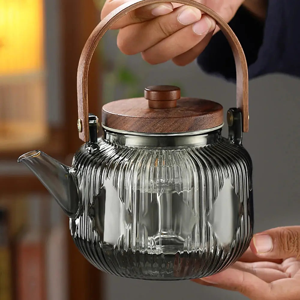 Théière en Verre Ambiance Bois – Édition Signature 800 ml