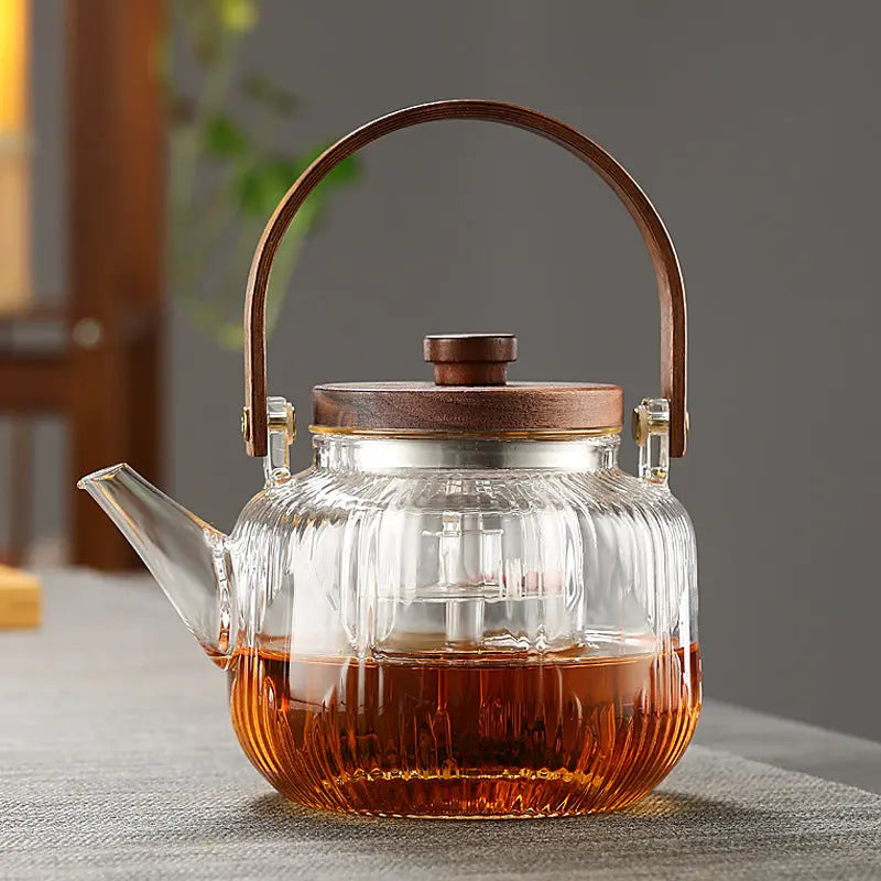 Théière en Verre Ambiance Bois – Édition Signature 800 ml