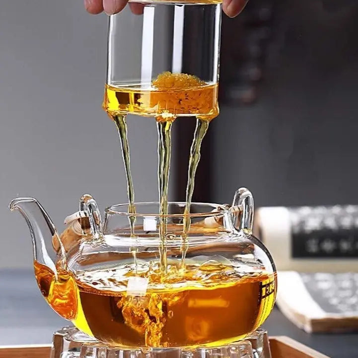 Théière en Verre Premium avec Anse Bambou - 600 ml