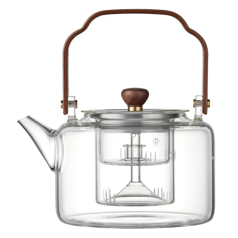 Théière en Verre Chinoise Premium – Anse en Bois 1.3L