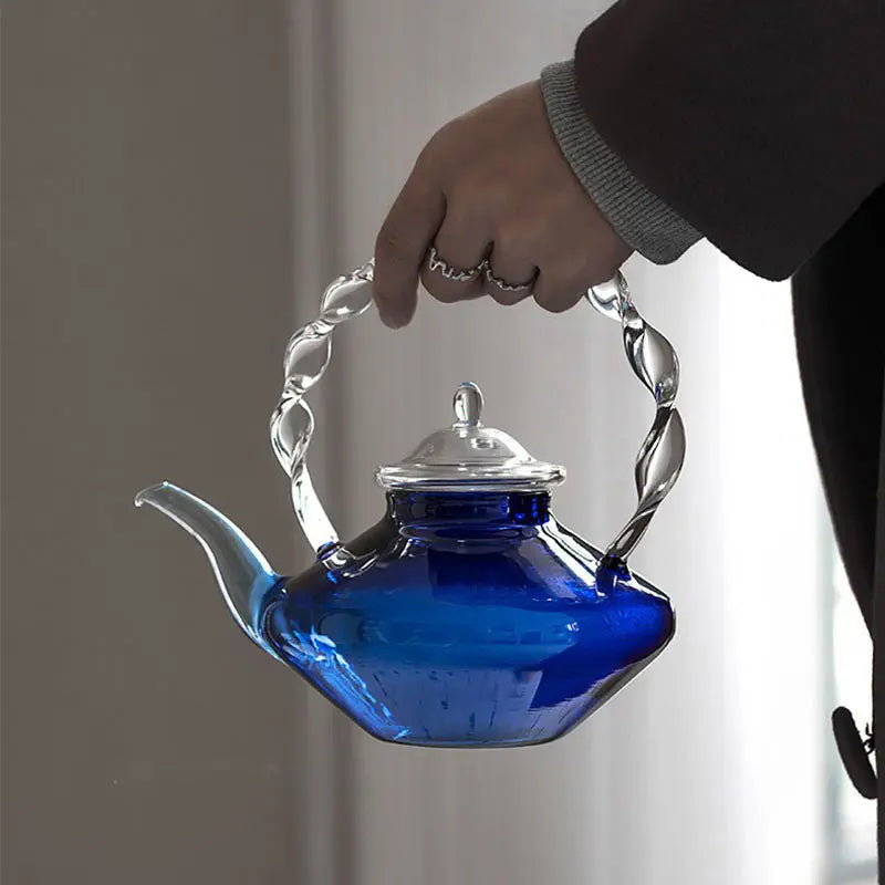 Théière en Verre Design Bleue – 800 ml