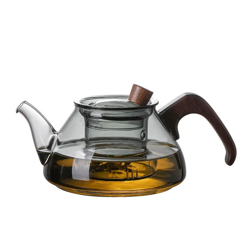 Théière en Verre Design Minimaliste – Bois 600 ml