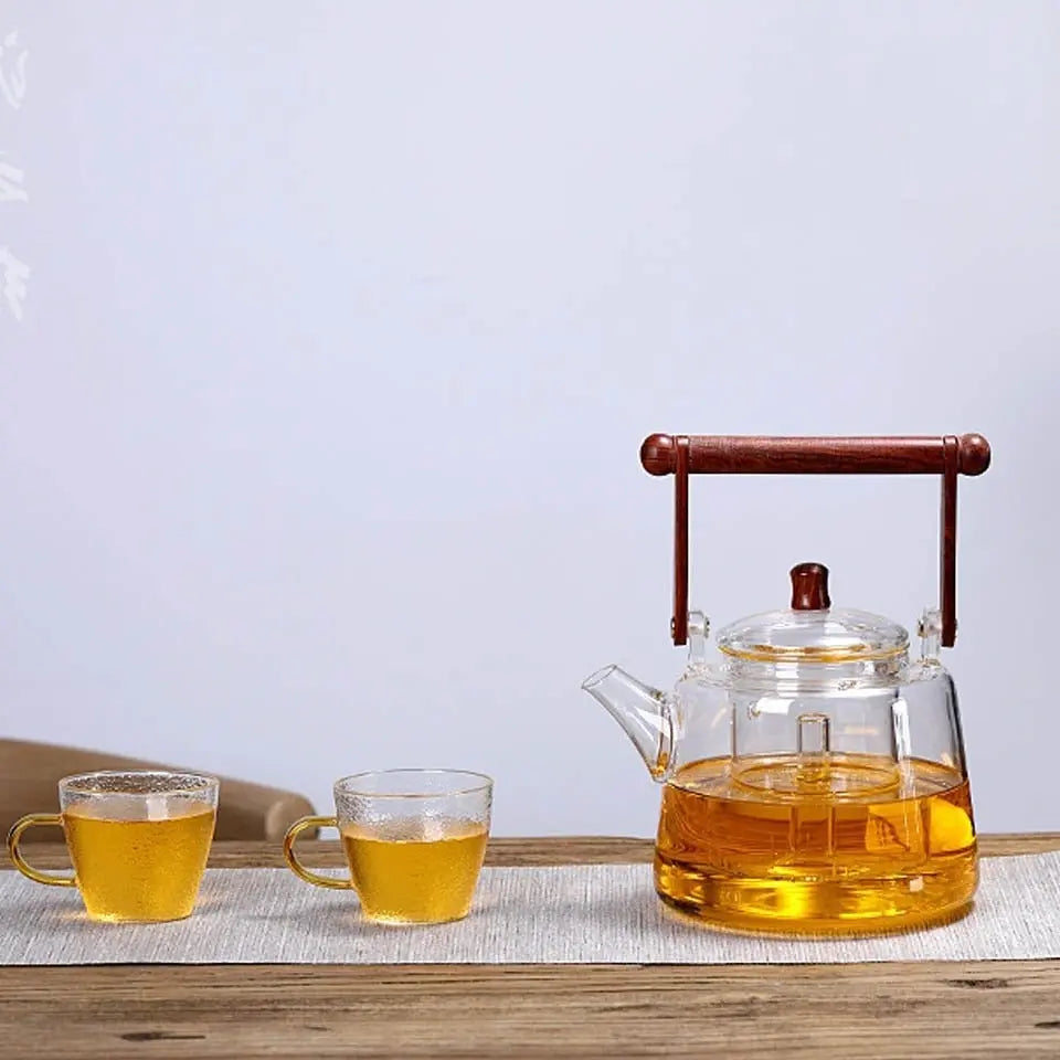 Théière en Verre Premium – Poignée Carrée, 1 L