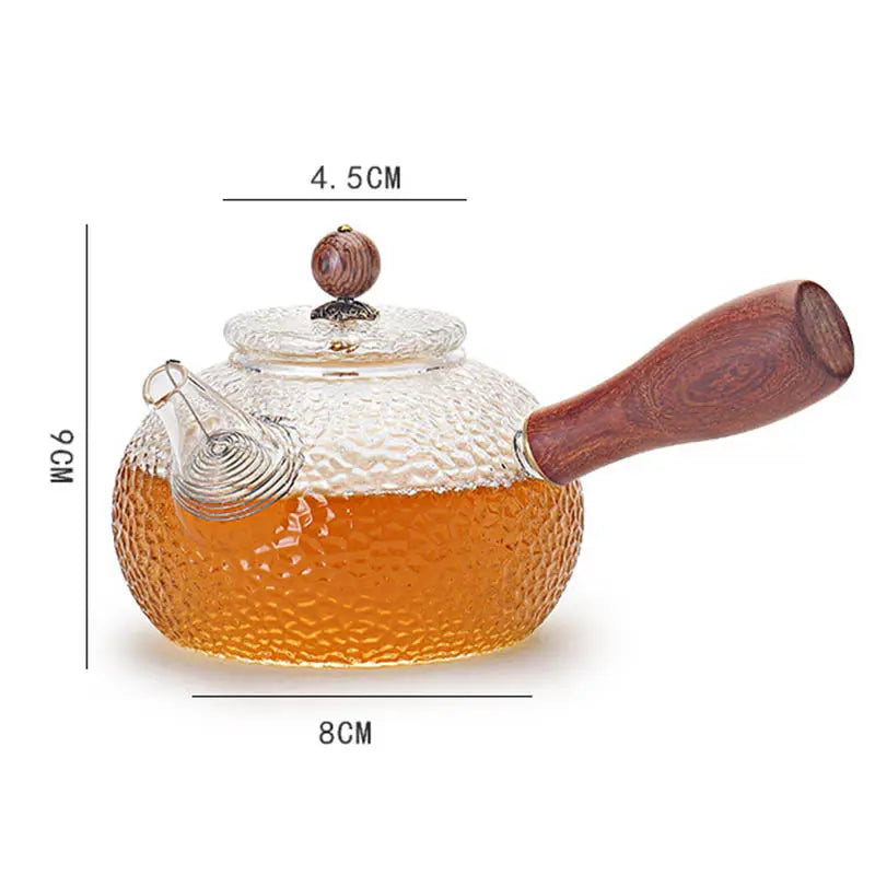 Théière en Verre Premium avec Poignée en Bois – 300 ml