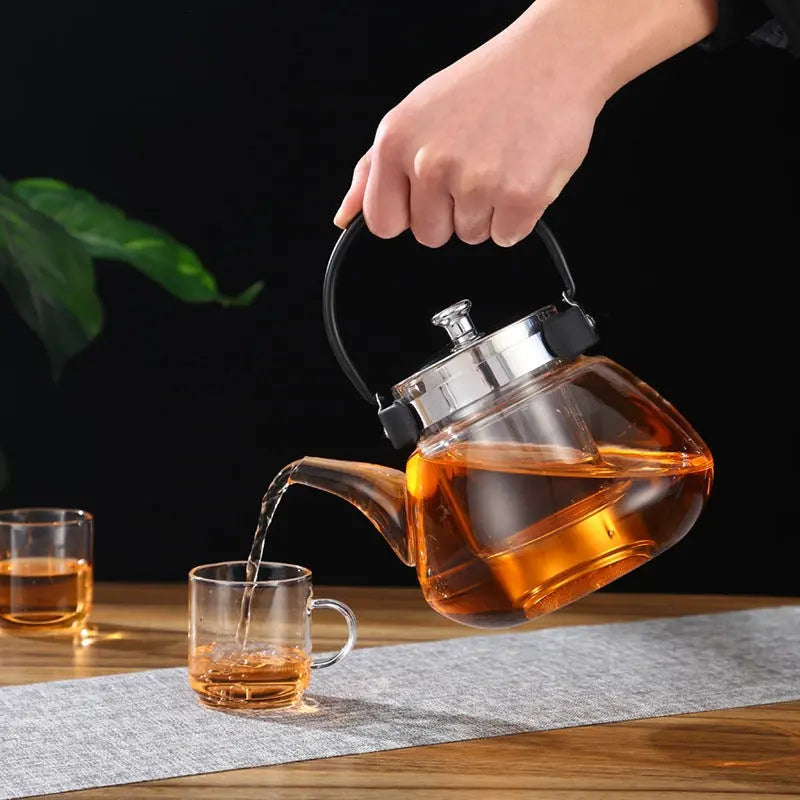 Théière en Verre Poire – Anse Noire – Capacité 800 ml