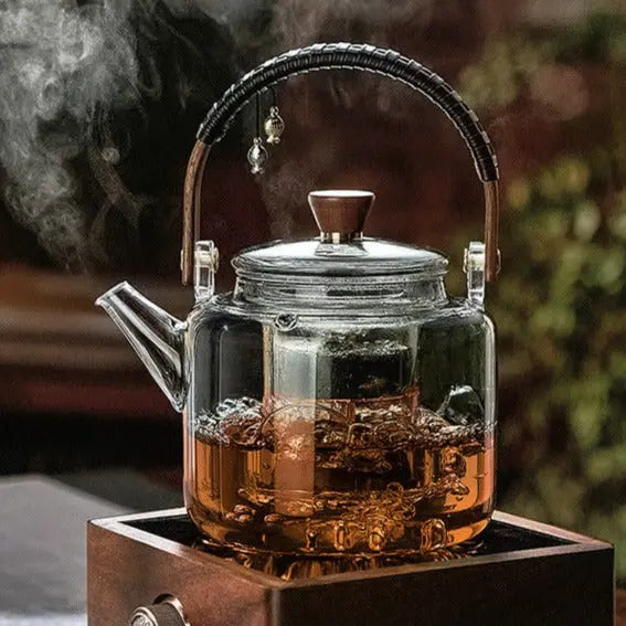 Théière en Verre Design Rétro 1L