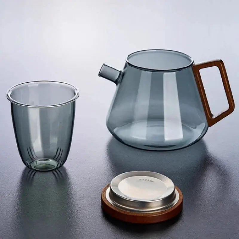 Théière en Verre et Bois — Design Premium 700 ml